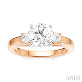 1/4 Ctw Tri-Mount Past, Present and Future Round Cut Diamond Semi-Mount Engagement Ring in 14K Rose and White Gold
